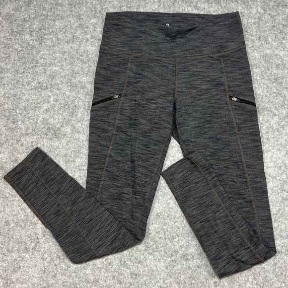 Athleta Pants - Athleta Grey Heathered Side Zip Pocket High Rise Leggings Women's Size S